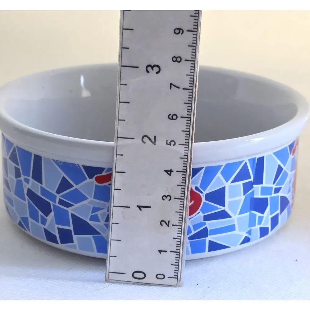 Cat Bowl-Food or Water-Blue Mosaic Design-Cats-Cute-Small